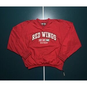 Vintage CCM Detroit Red Wings Windbreaker Pullover Men's Medium Embroidered